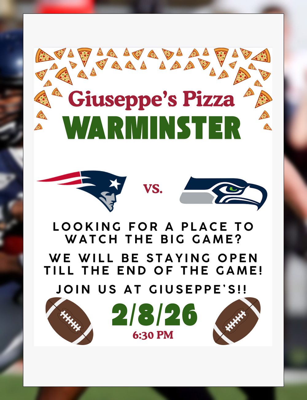 The Big Game Take-Out Specials