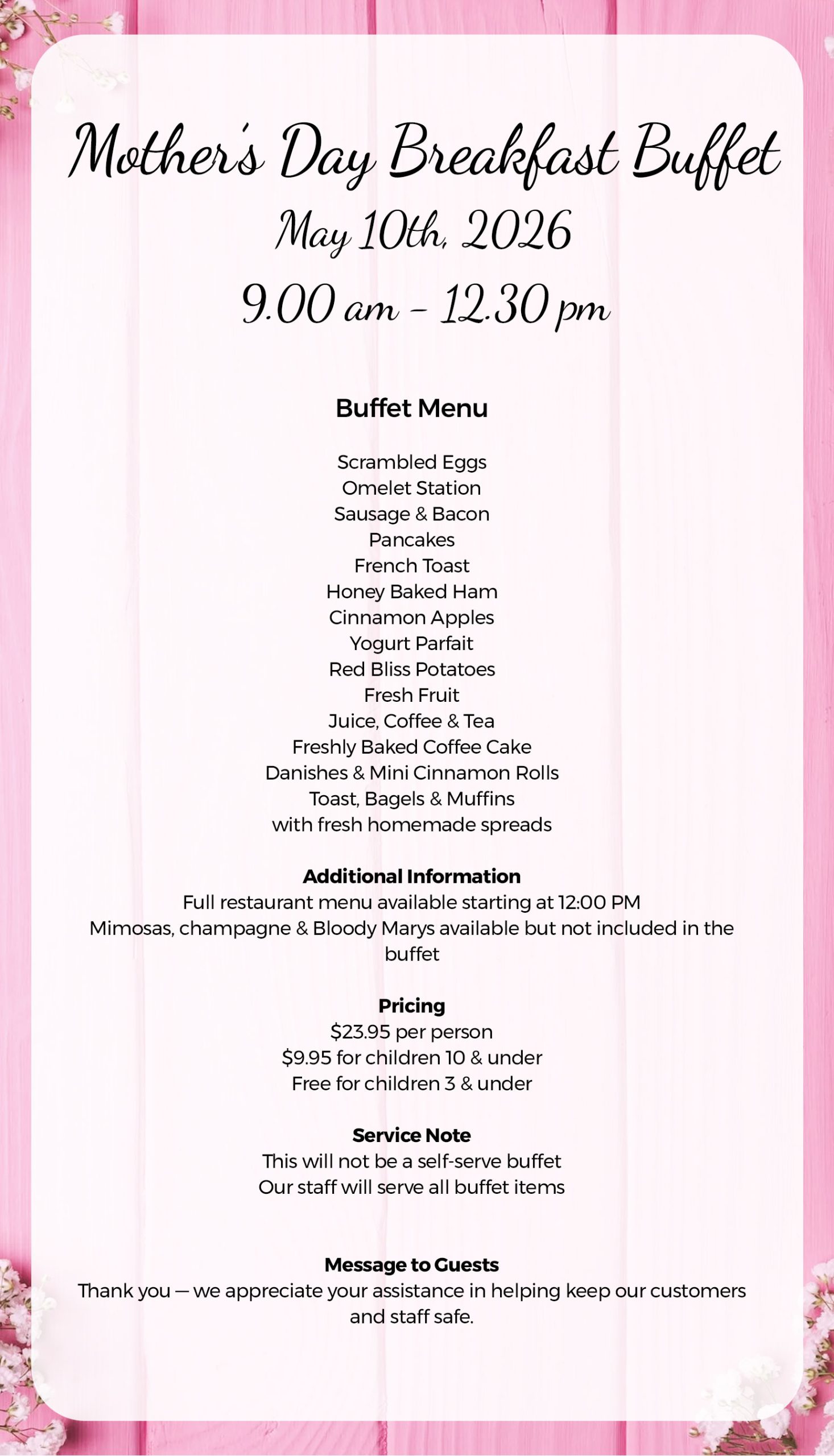 Mother’s Day Breakfast Buffet Warminster PA 2026