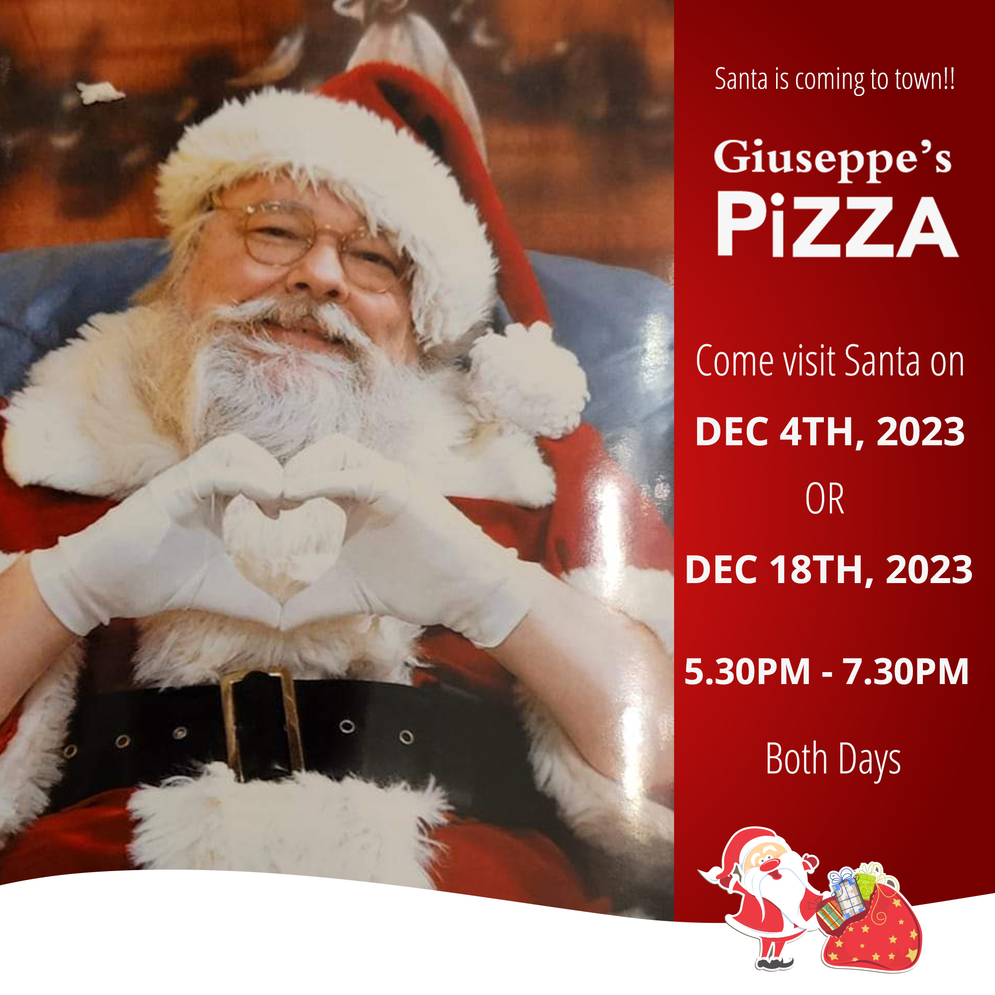 Santa is coming to Giuseppes this December, 2023